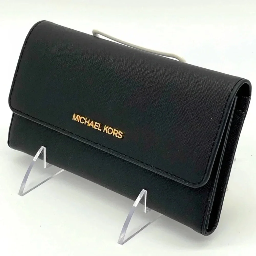 Michael Kors Trifold Wallet Black Leather (NWT)
